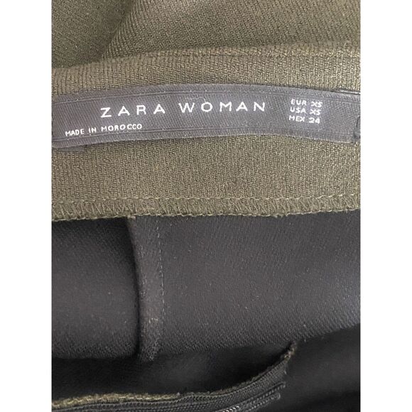 Zara Draped Wrap Look Mini Lined Skirt Back Zip Up Pockets XS Olive Green #3913 - Picture 6 of 15